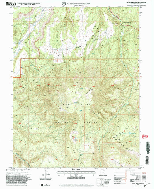 Classic USGS Shay Mountain Utah 7.5'x7.5' Topo Map Image