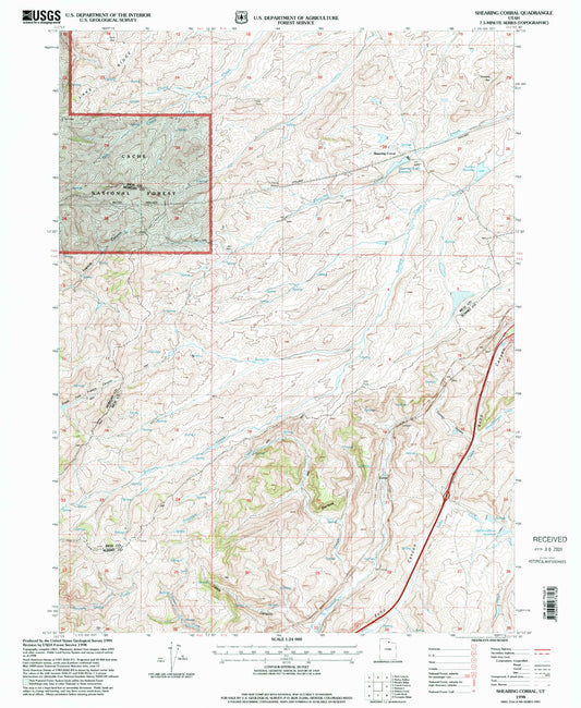 Classic USGS Shearing Corral Utah 7.5'x7.5' Topo Map Image