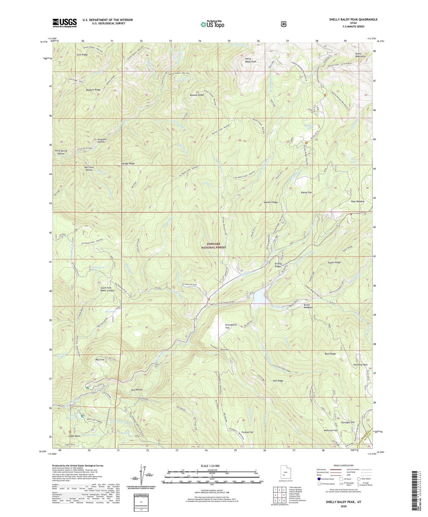 Shelly Baldy Peak Utah US Topo Map Image