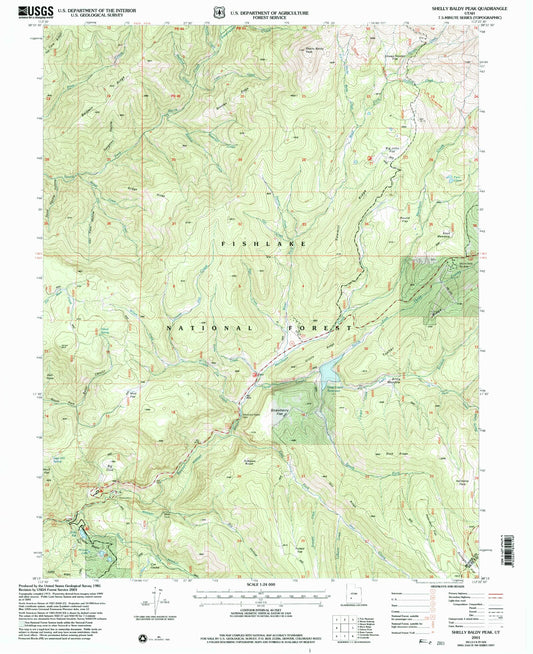 Classic USGS Shelly Baldy Peak Utah 7.5'x7.5' Topo Map Image