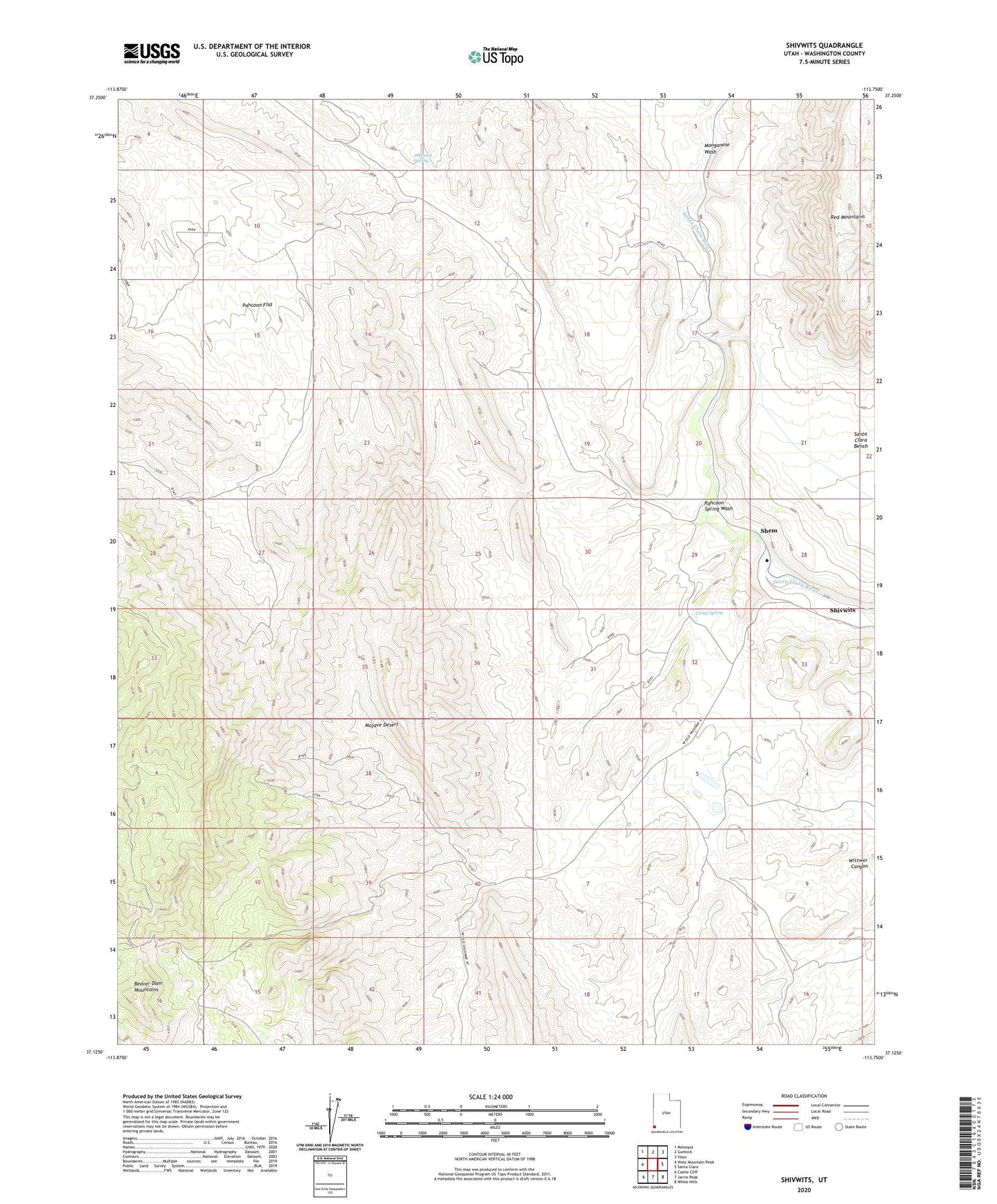Shivwits Utah US Topo Map Image
