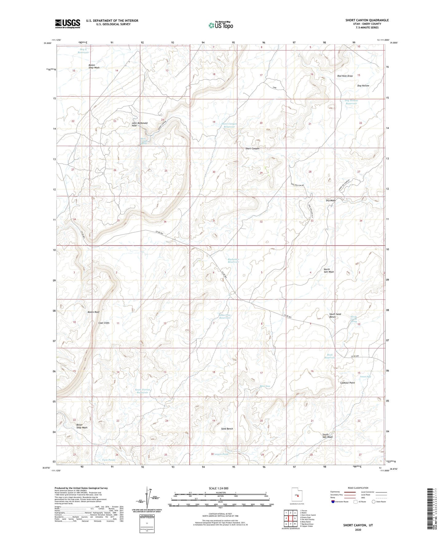 Short Canyon Utah US Topo Map Image