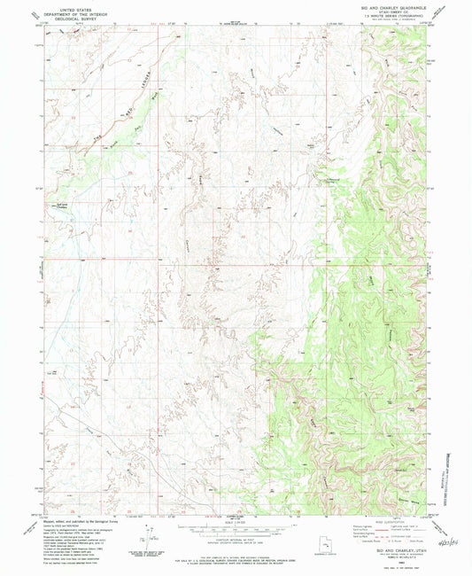 Classic USGS Sid And Charley Utah 7.5'x7.5' Topo Map Image