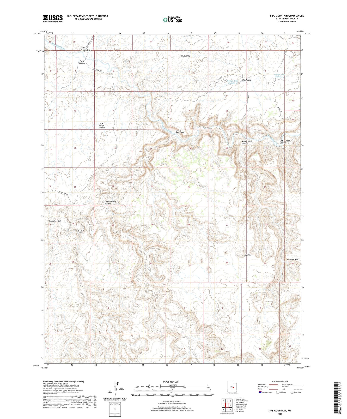 Sids Mountain Utah US Topo Map Image
