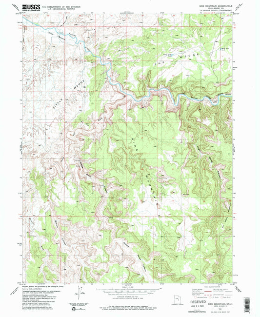 Classic USGS Sids Mountain Utah 7.5'x7.5' Topo Map Image