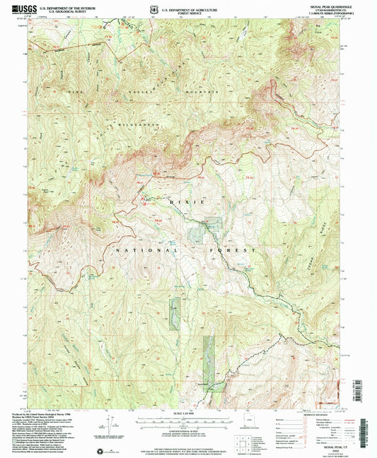 Classic USGS Signal Peak Utah 7.5'x7.5' Topo Map Image