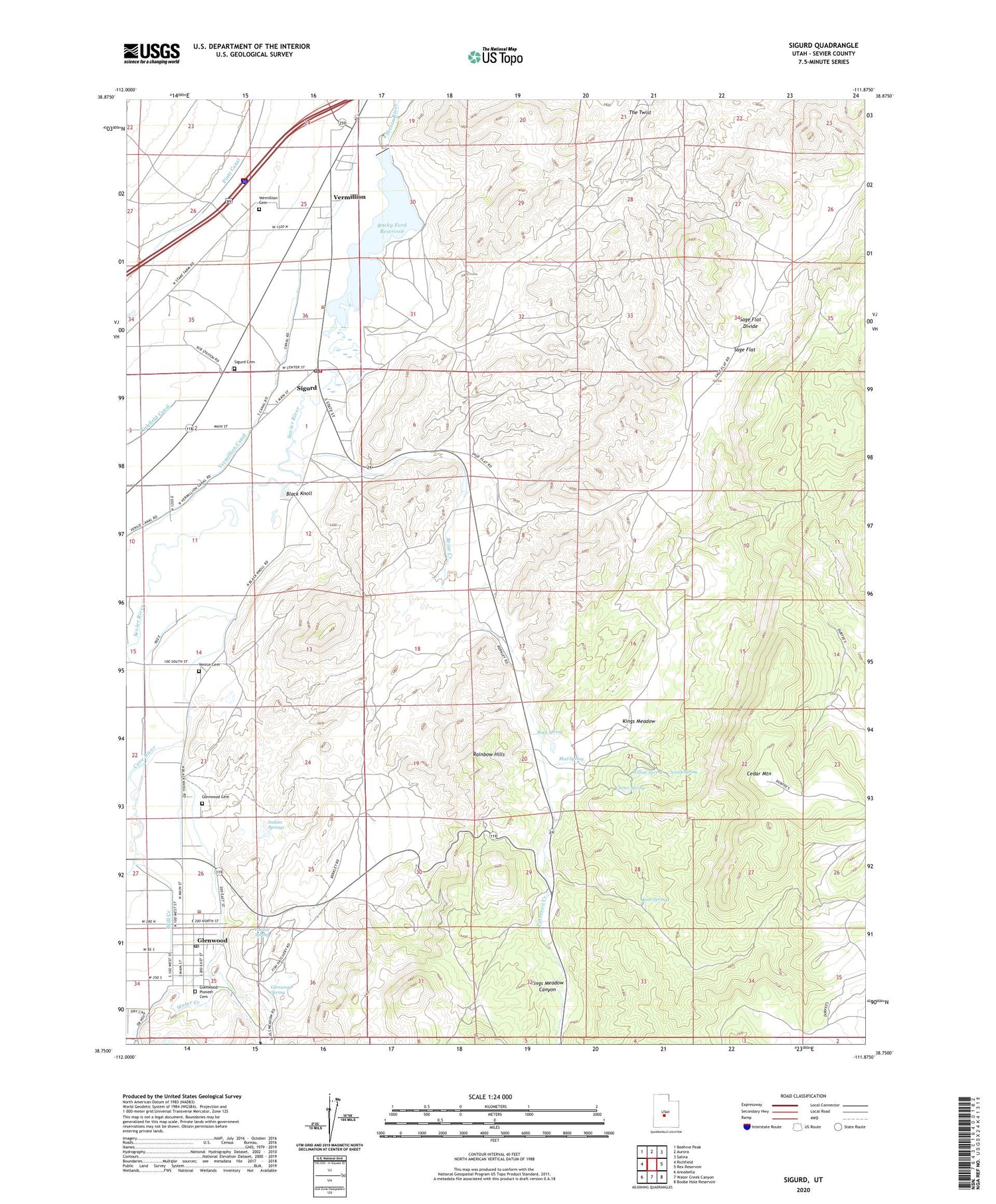 Sigurd Utah US Topo Map Image