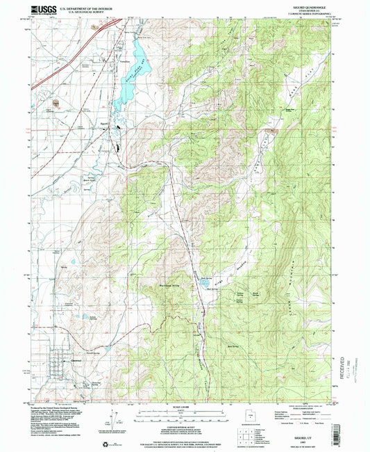 Classic USGS Sigurd Utah 7.5'x7.5' Topo Map Image
