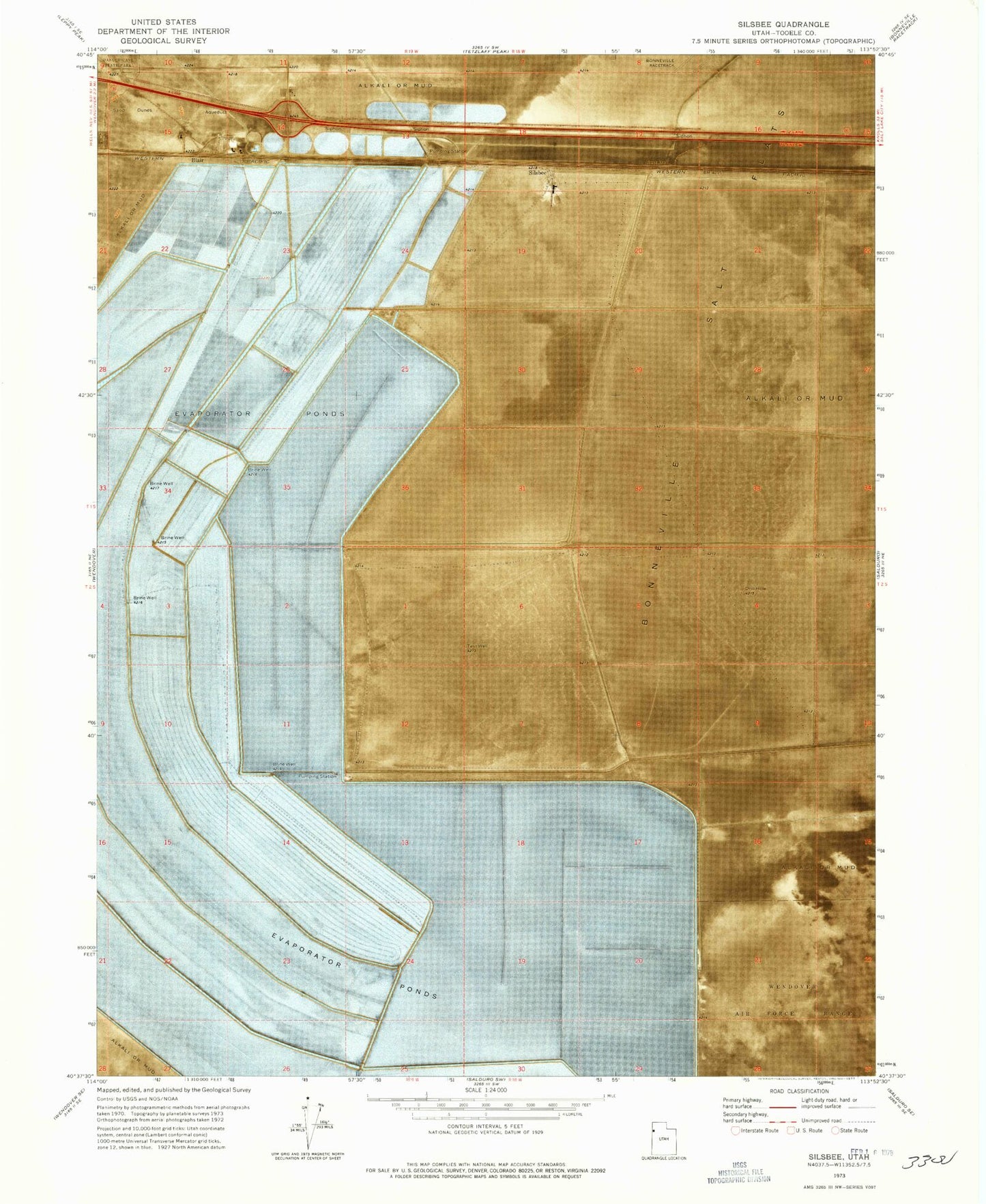 Classic USGS Silsbee Utah 7.5'x7.5' Topo Map Image