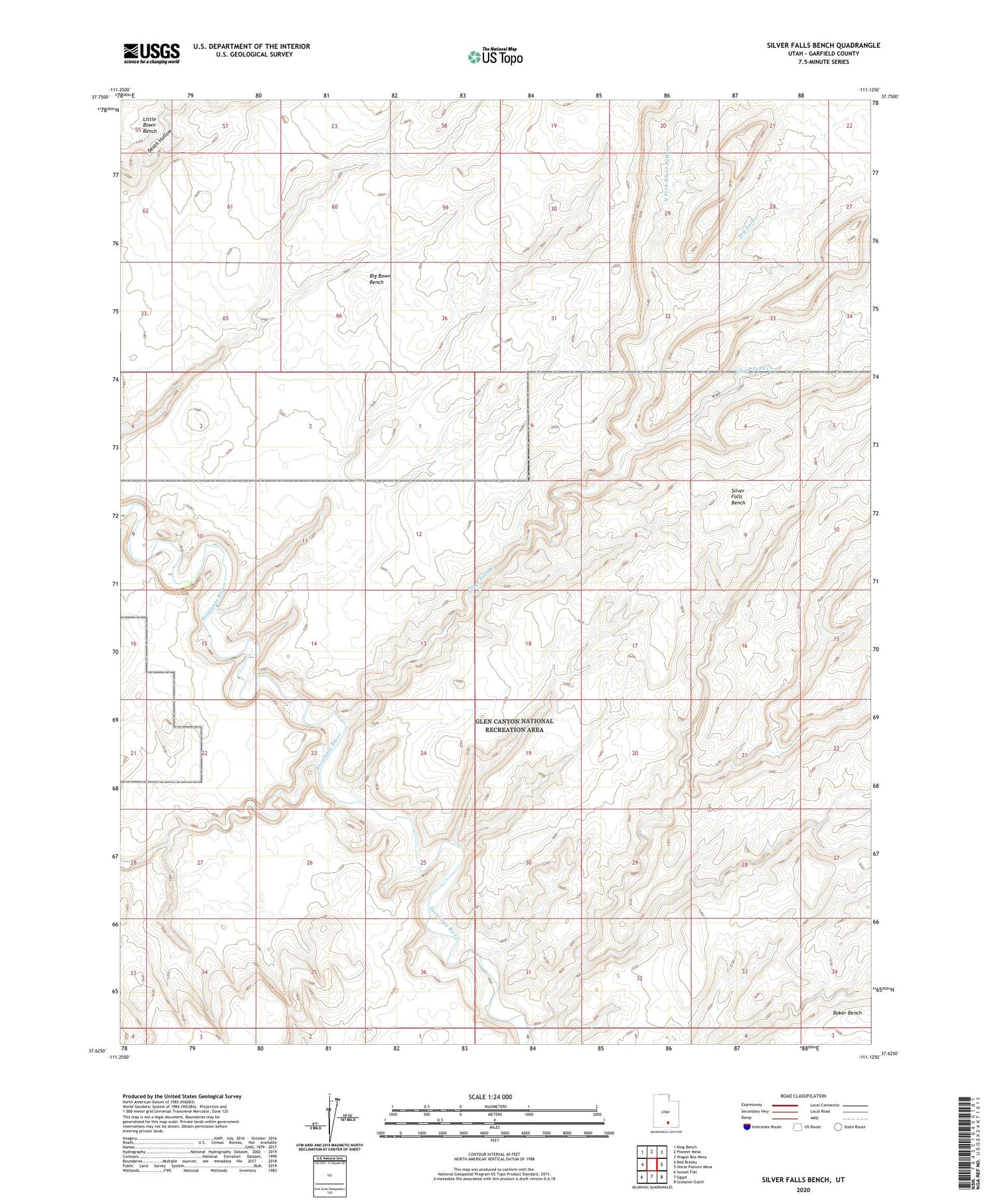Silver Falls Bench Utah US Topo Map Image