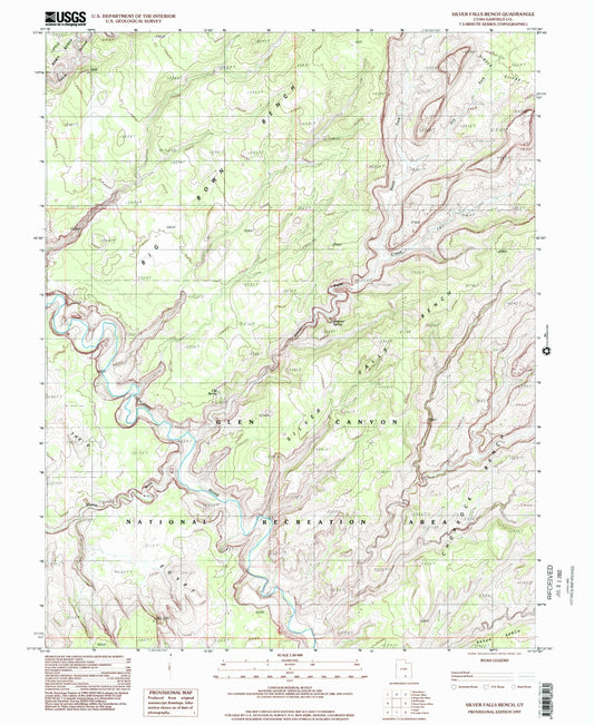 Classic USGS Silver Falls Bench Utah 7.5'x7.5' Topo Map Image