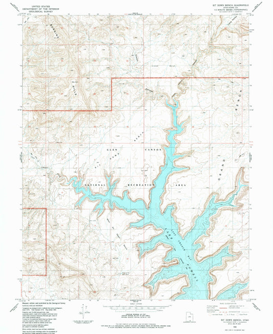 Classic USGS Sit Down Bench Utah 7.5'x7.5' Topo Map Image