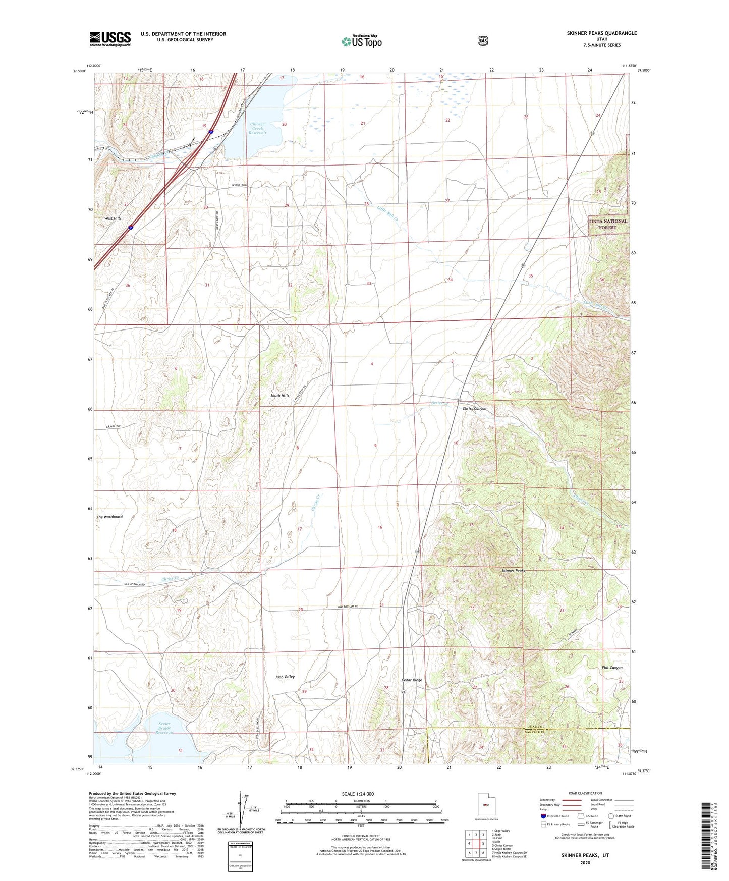 Skinner Peaks Utah US Topo Map Image
