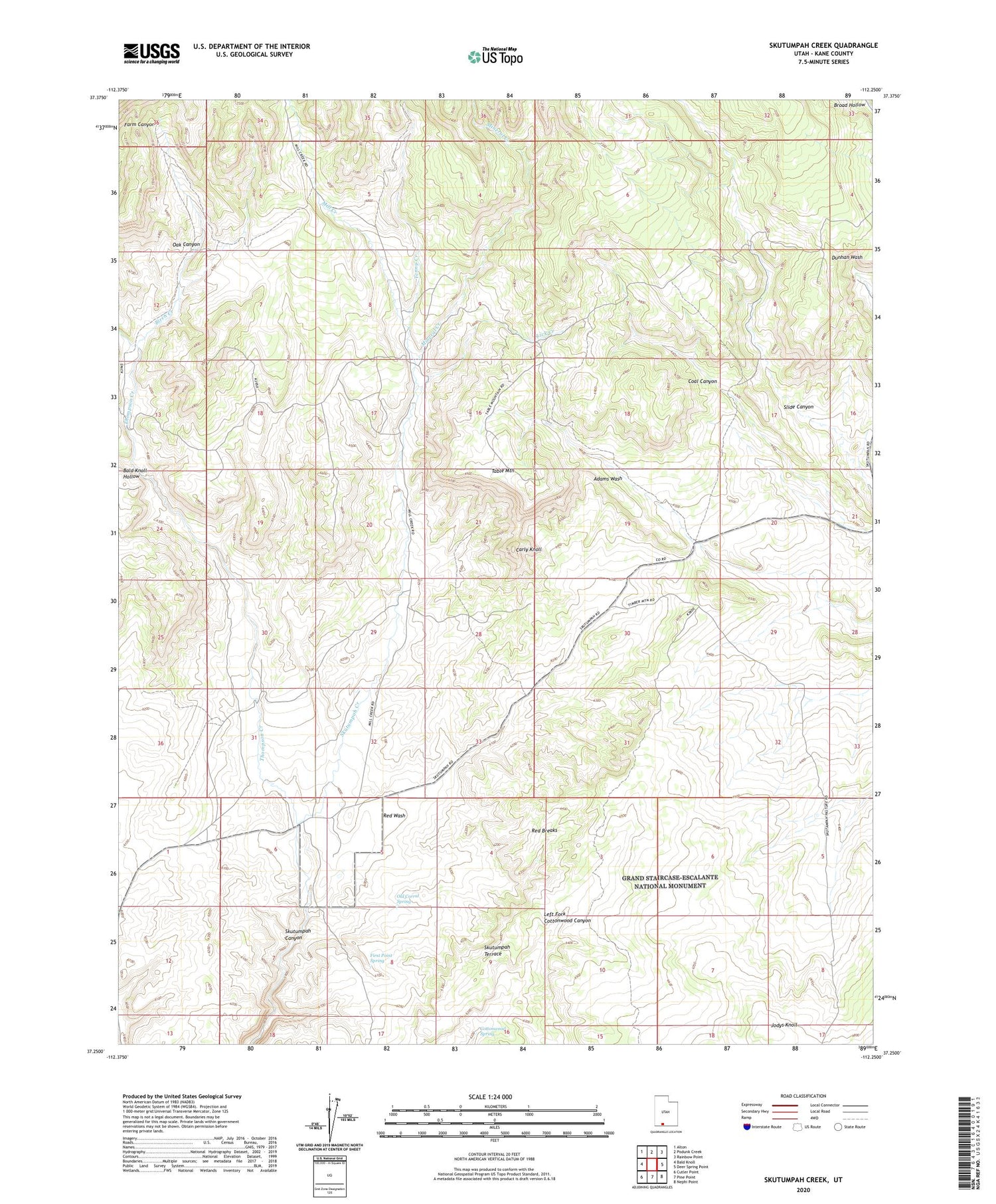Skutumpah Creek Utah US Topo Map Image
