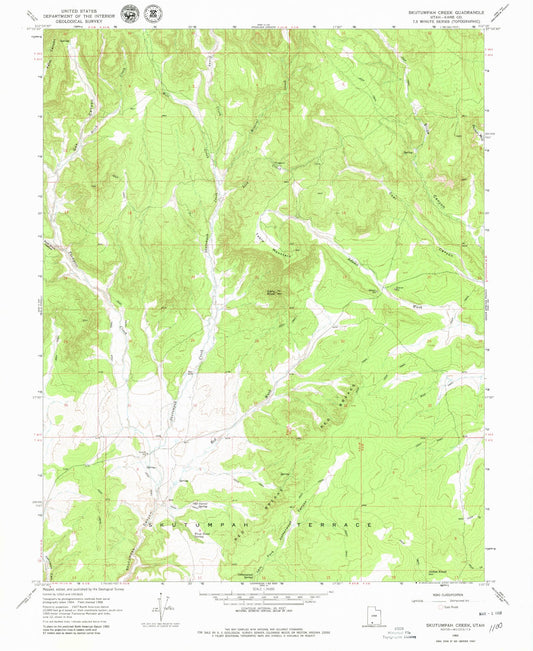 Classic USGS Skutumpah Creek Utah 7.5'x7.5' Topo Map Image