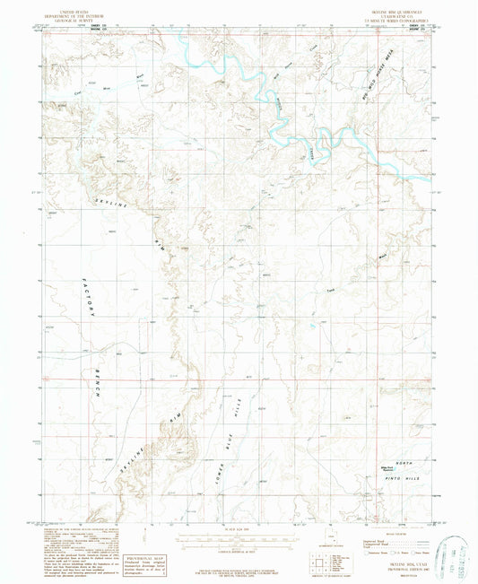 Classic USGS Skyline Rim Utah 7.5'x7.5' Topo Map Image