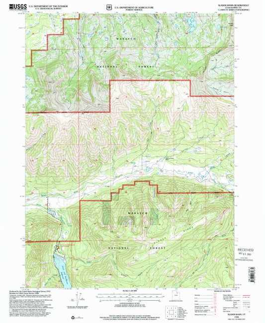 Classic USGS Slader Basin Utah 7.5'x7.5' Topo Map Image