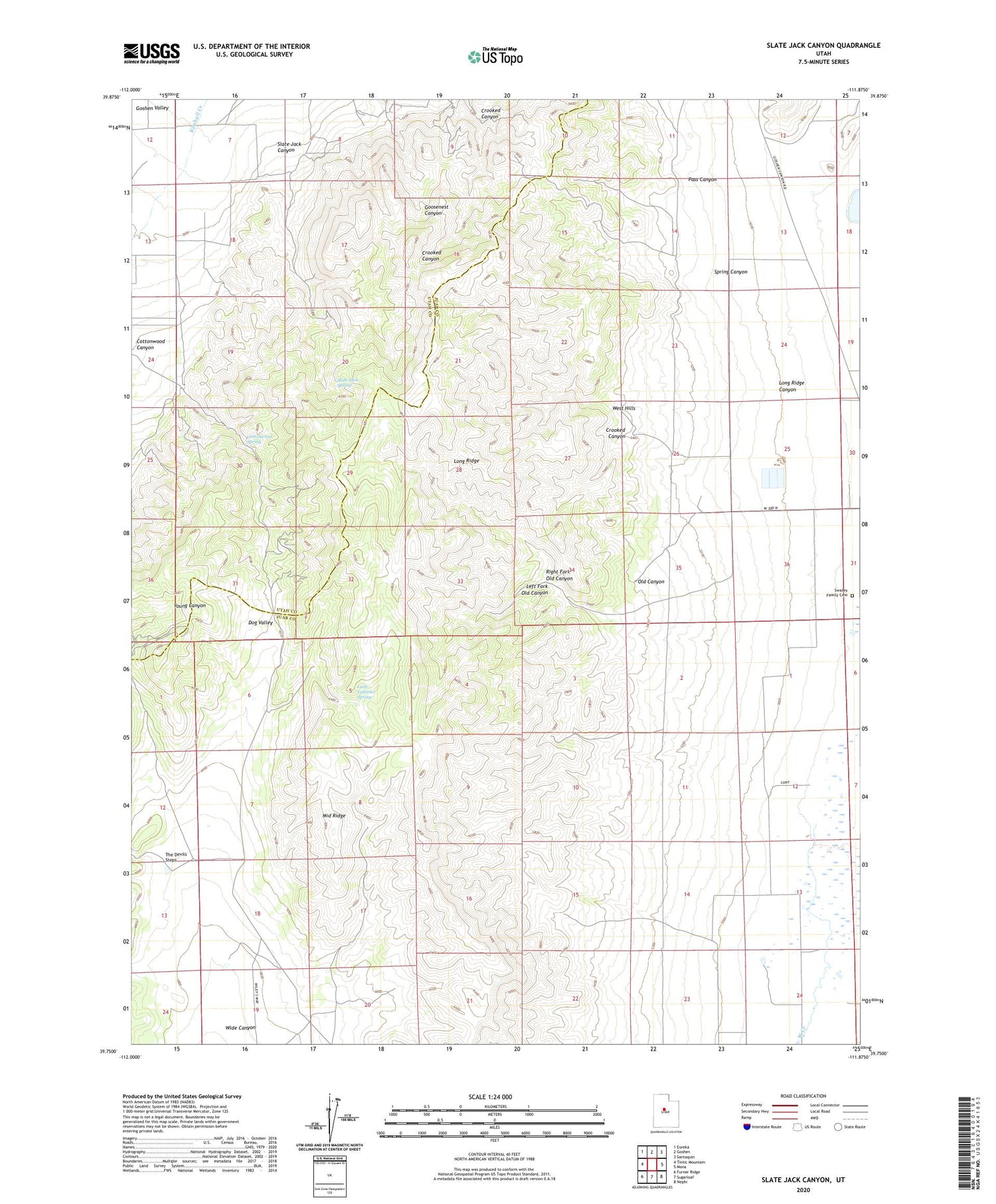 Slate Jack Canyon Utah US Topo Map Image