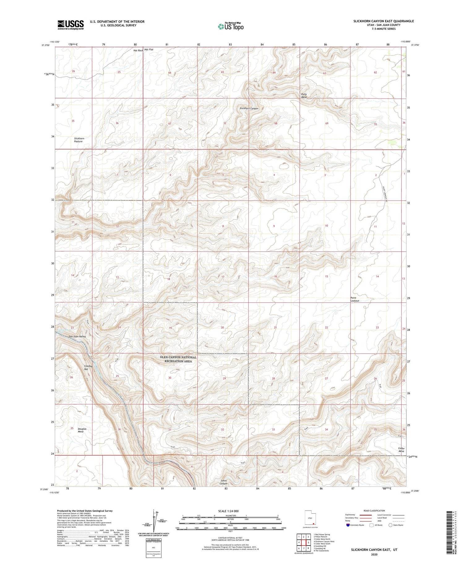 Slickhorn Canyon East Utah US Topo Map Image