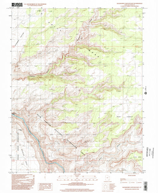 Classic USGS Slickhorn Canyon East Utah 7.5'x7.5' Topo Map Image