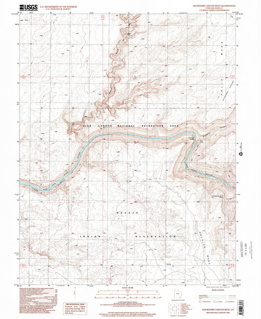 Classic USGS Slickhorn Canyon West Utah 7.5'x7.5' Topo Map Image