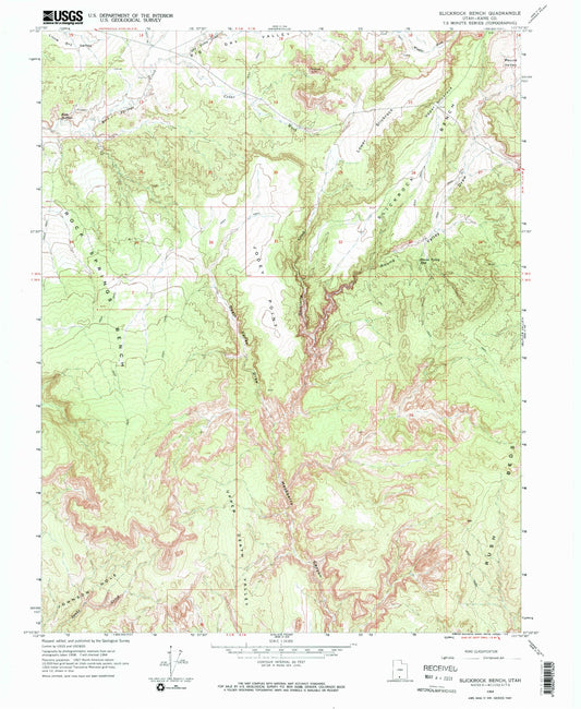 Classic USGS Slickrock Bench Utah 7.5'x7.5' Topo Map Image