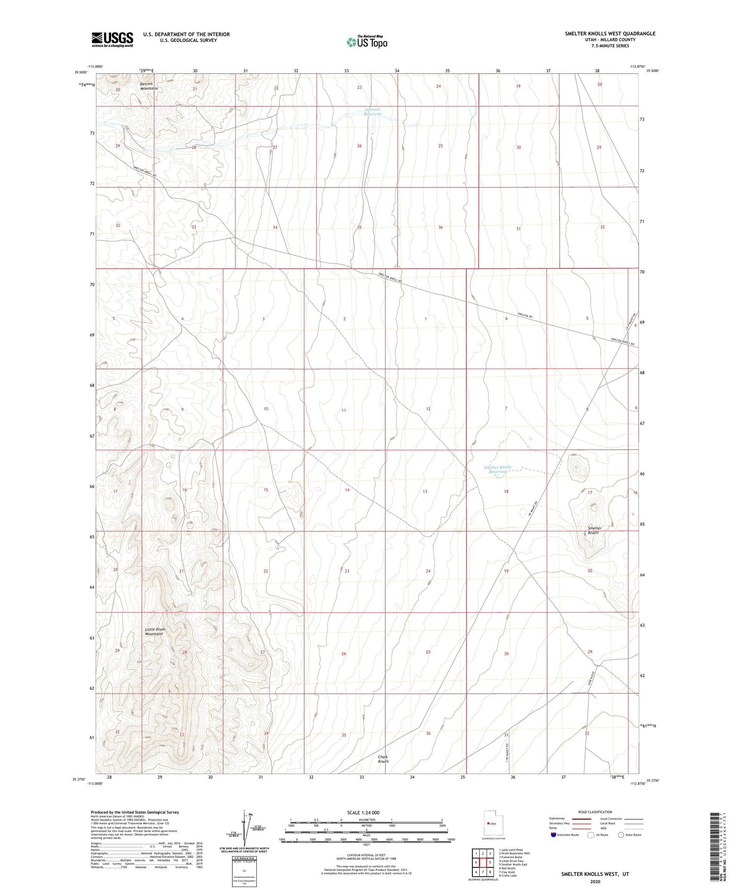 Smelter Knolls West Utah US Topo Map Image