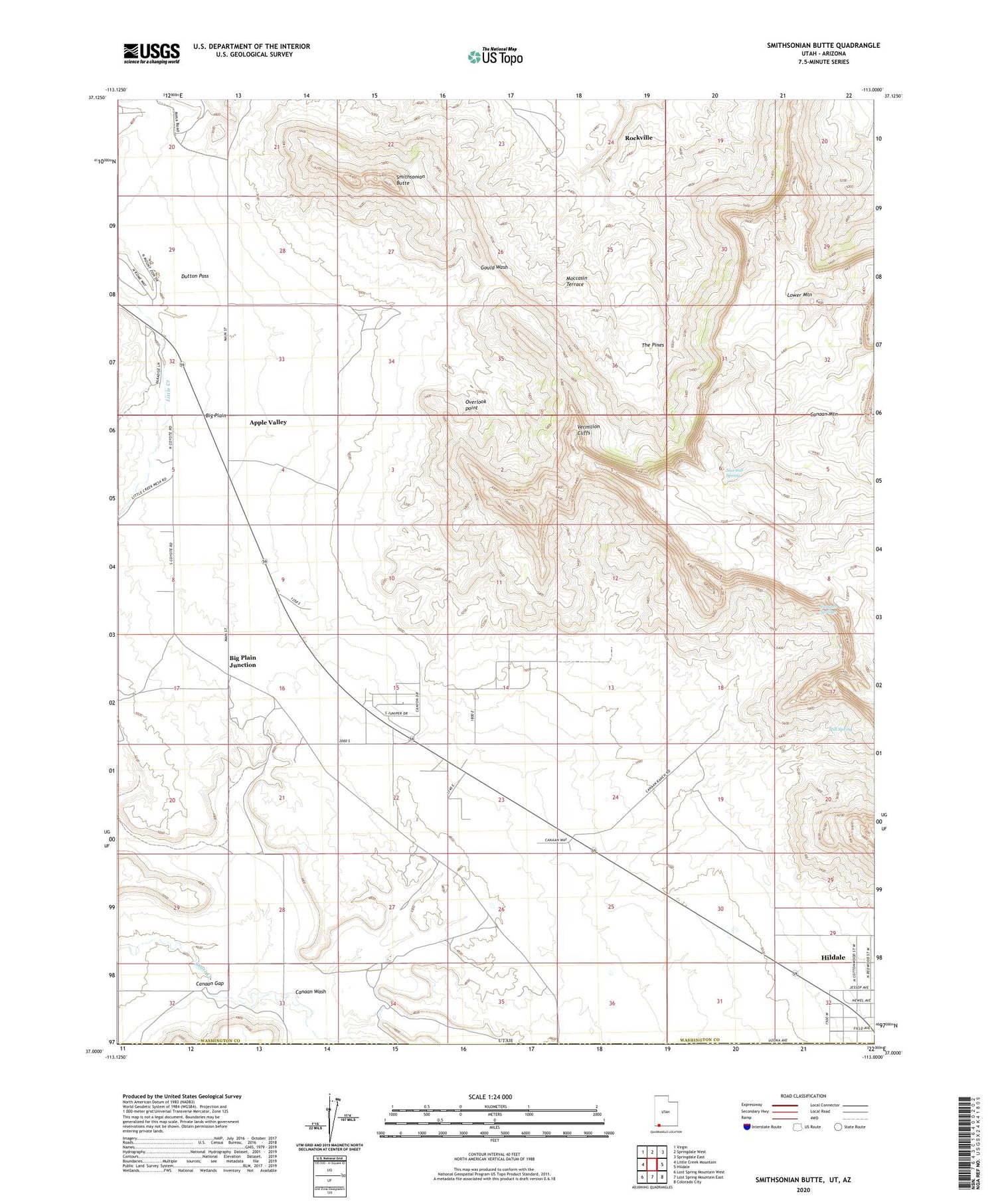 Smithsonian Butte Utah US Topo Map Image
