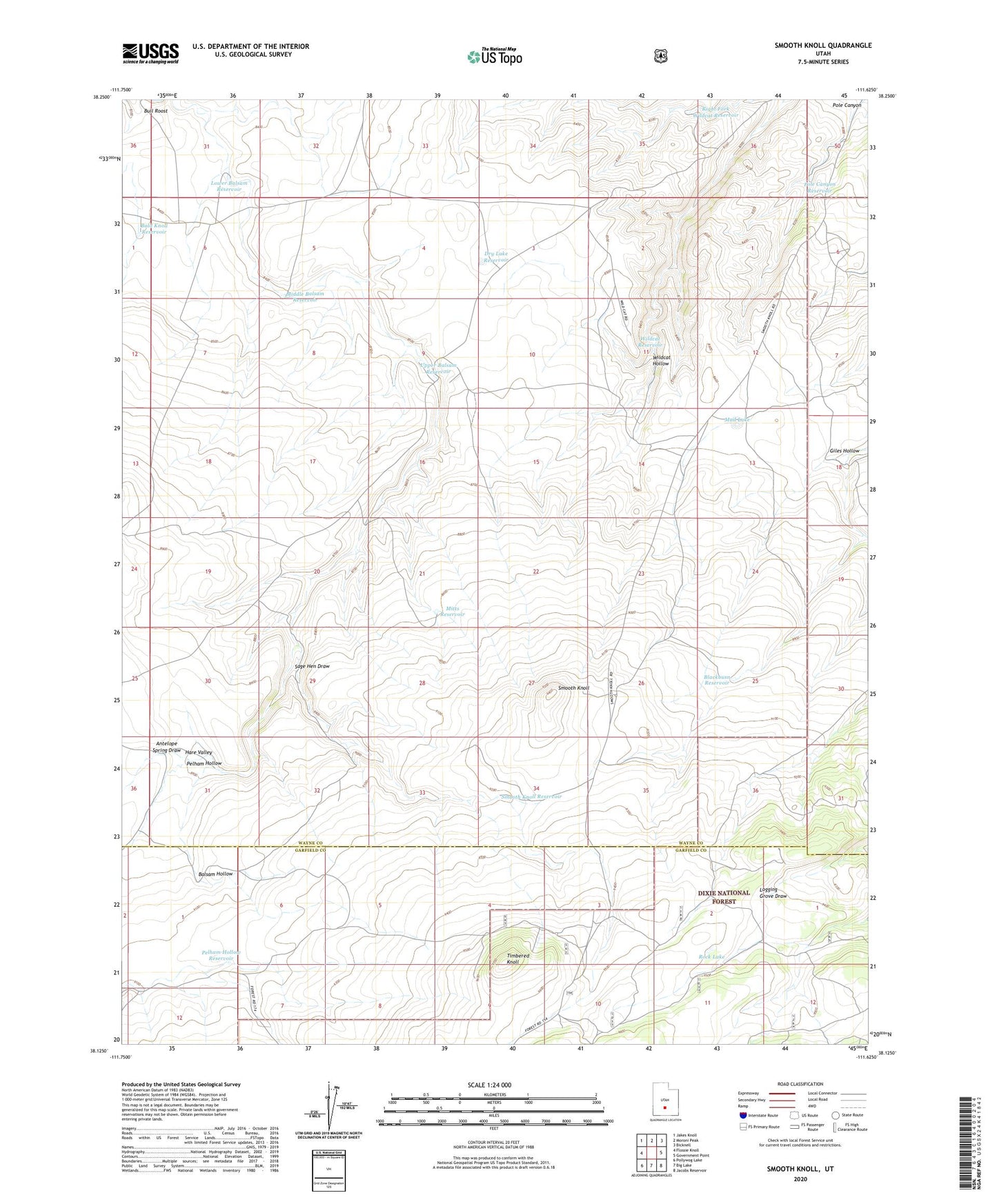 Smooth Knoll Utah US Topo Map Image