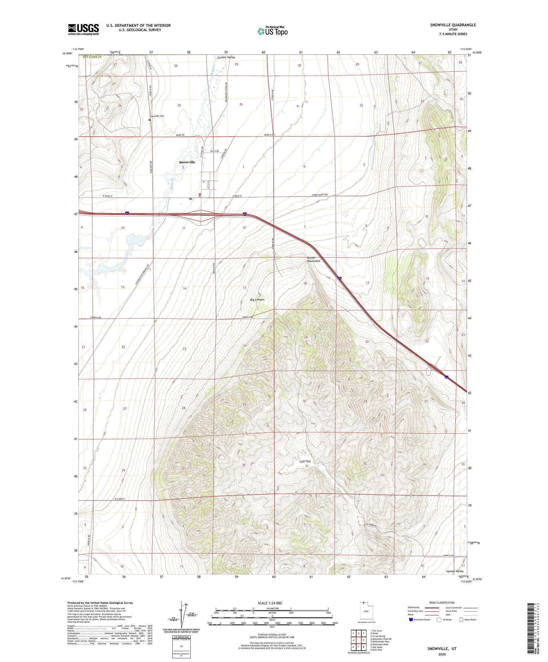 Snowville Utah Us Topo Map – Mytopo Map Store