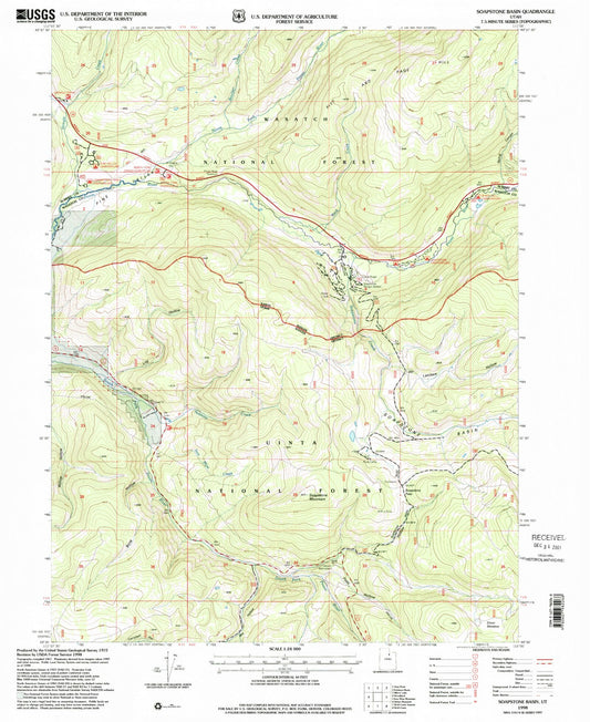 Classic USGS Soapstone Basin Utah 7.5'x7.5' Topo Map Image