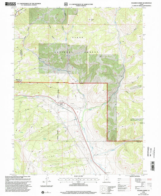 Classic USGS Soldier Summit Utah 7.5'x7.5' Topo Map Image