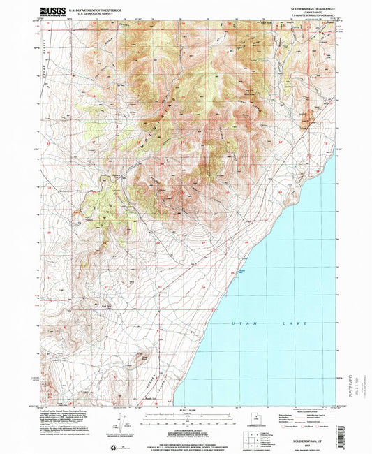 Classic USGS Soldiers Pass Utah 7.5'x7.5' Topo Map Image