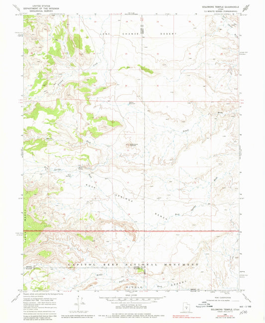 Classic USGS Solomons Temple Utah 7.5'x7.5' Topo Map Image