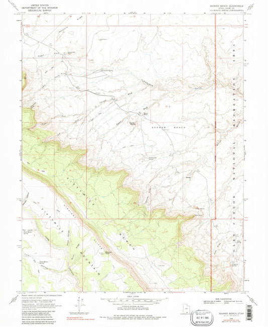 Classic USGS Sooner Bench Utah 7.5'x7.5' Topo Map Image