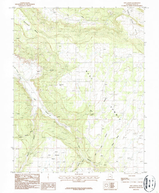 Classic USGS Sop Canyon Utah 7.5'x7.5' Topo Map Image