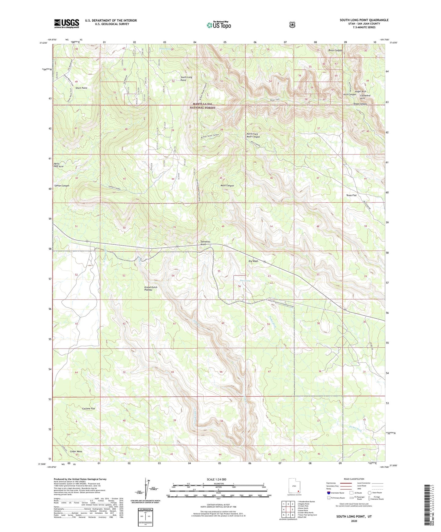 South Long Point Utah US Topo Map Image