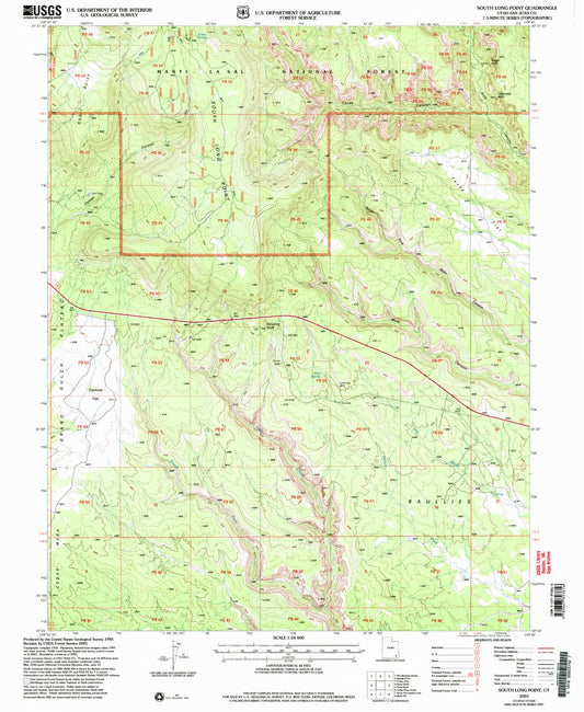 Classic USGS South Long Point Utah 7.5'x7.5' Topo Map Image