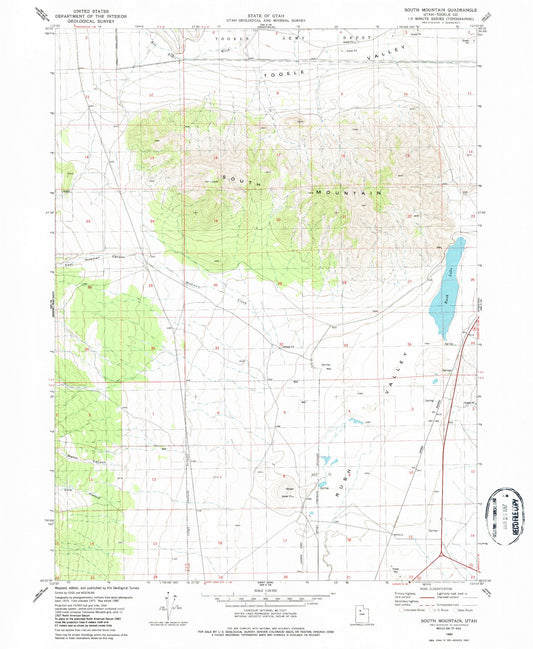 Classic USGS South Mountain Utah 7.5'x7.5' Topo Map Image