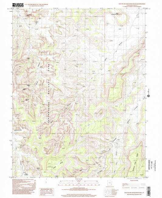 Classic USGS South Six-shooter Peak Utah 7.5'x7.5' Topo Map Image