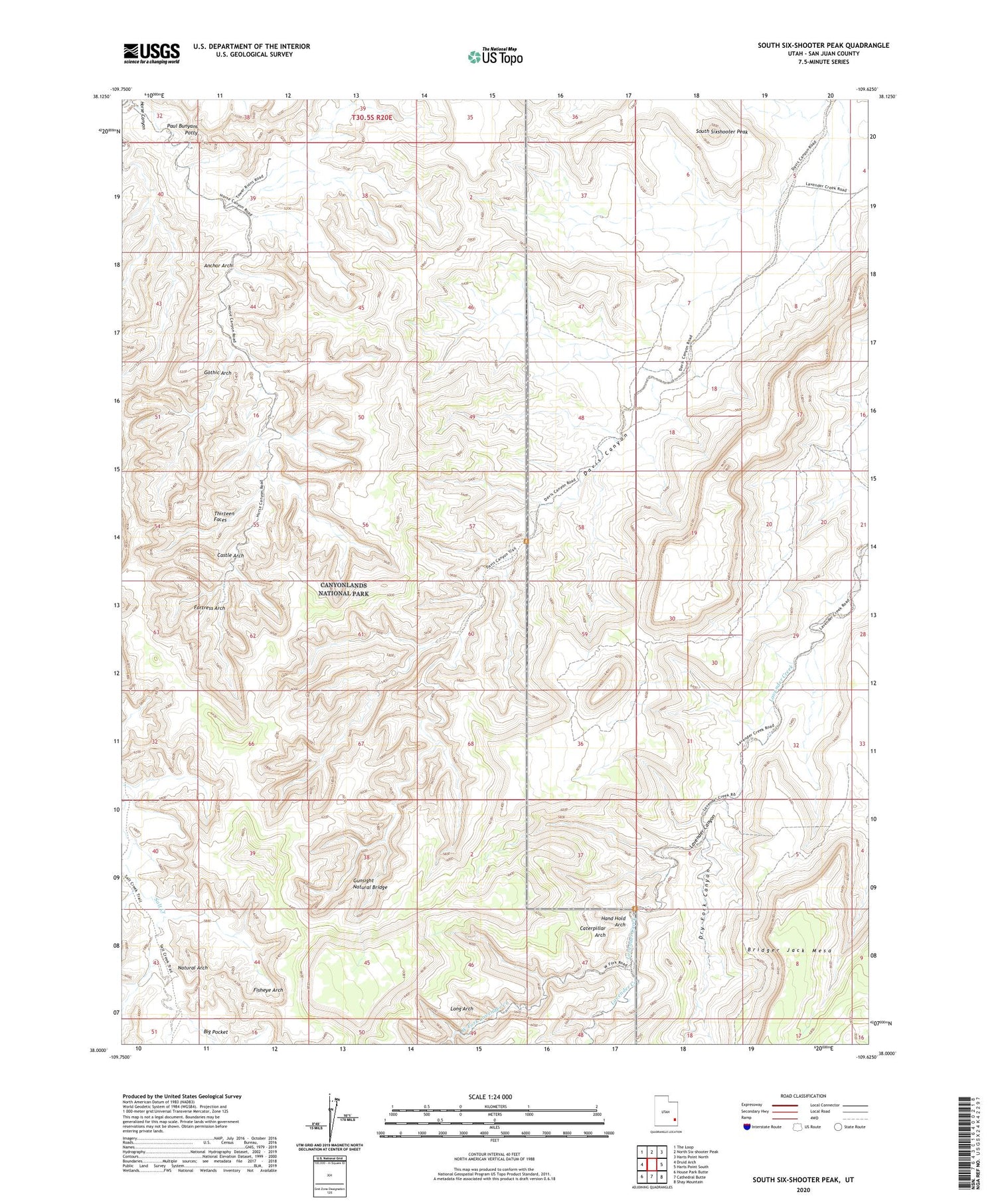 South Six-shooter Peak Utah US Topo Map Image