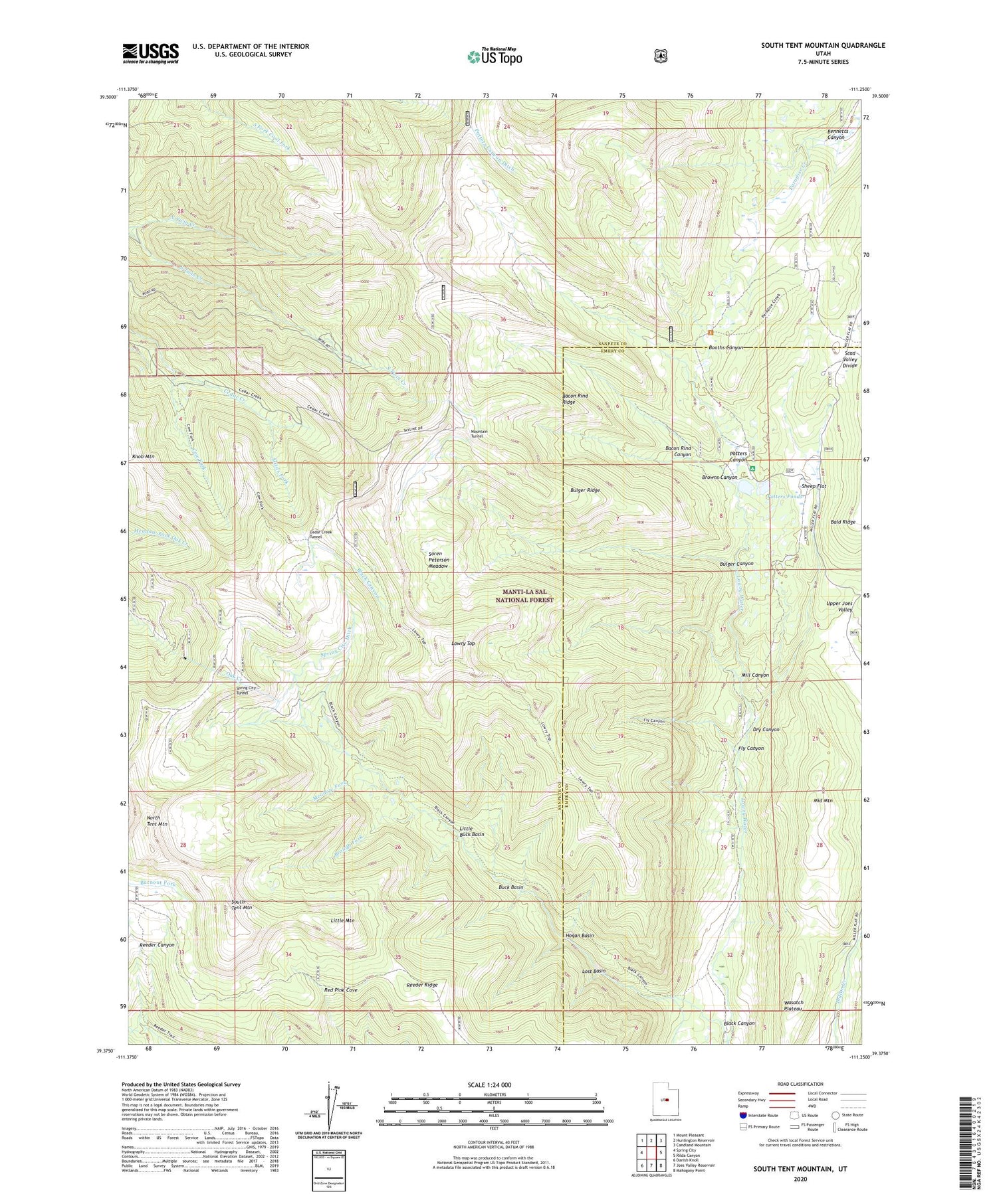 South Tent Mountain Utah US Topo Map Image