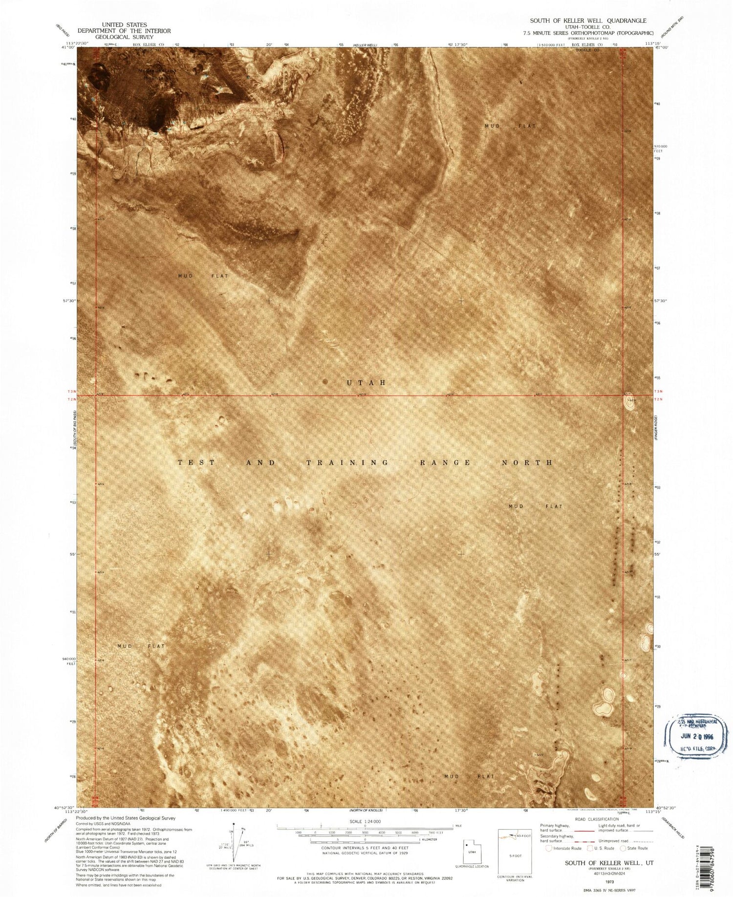 Classic USGS South of Keller Well Utah 7.5'x7.5' Topo Map Image