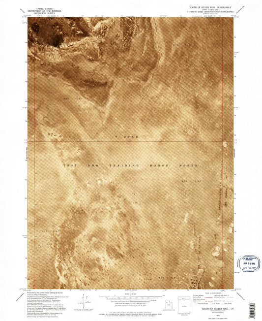 Classic USGS South of Keller Well Utah 7.5'x7.5' Topo Map Image