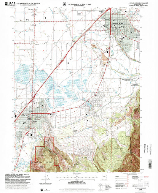 Classic USGS Spanish Fork Utah 7.5'x7.5' Topo Map Image