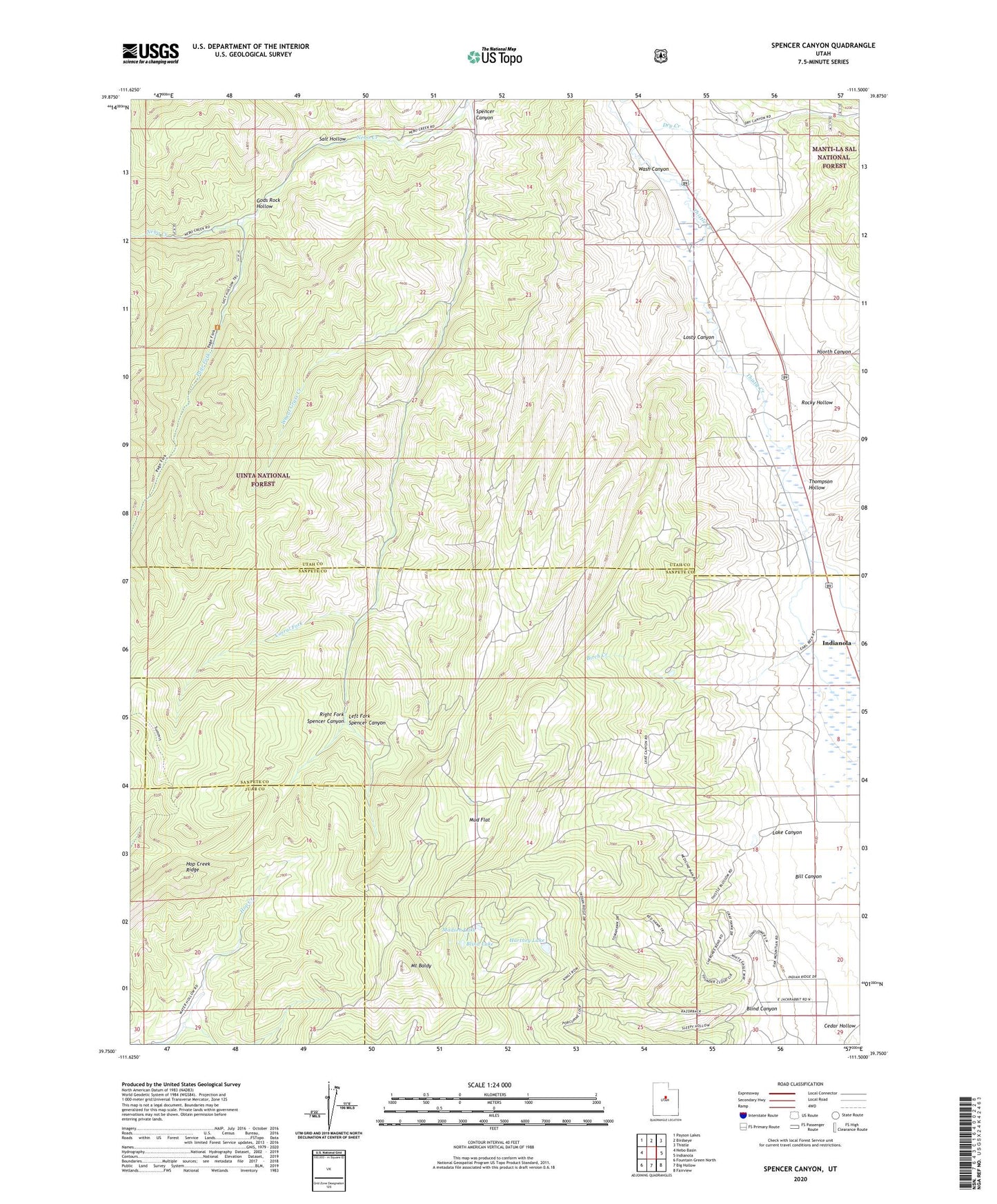 Spencer Canyon Utah US Topo Map Image