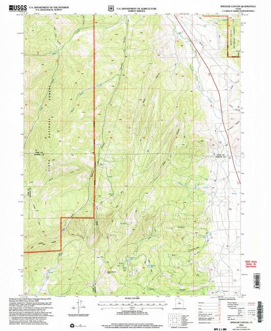 Classic USGS Spencer Canyon Utah 7.5'x7.5' Topo Map Image