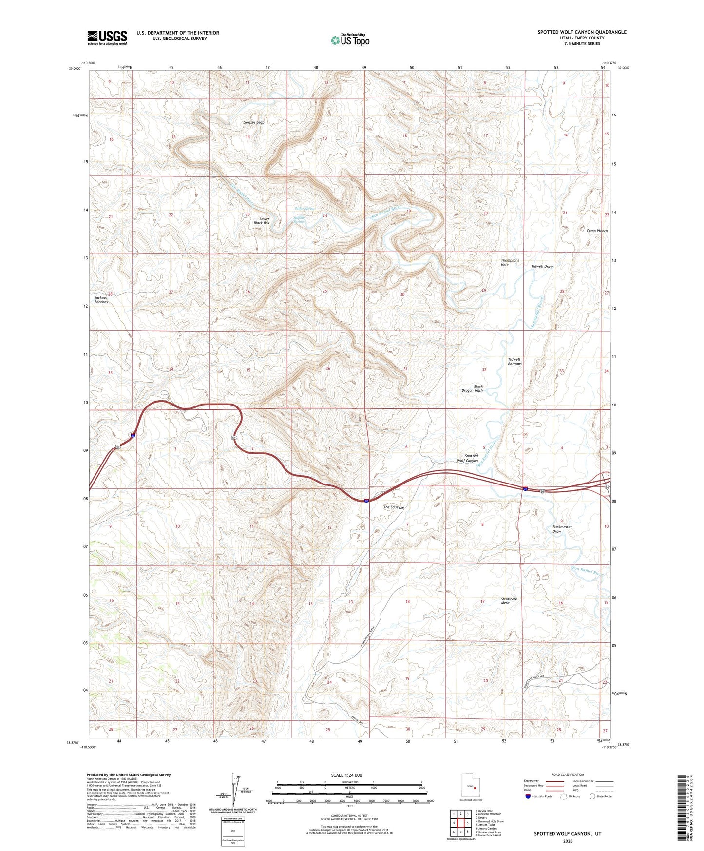 Spotted Wolf Canyon Utah US Topo Map Image