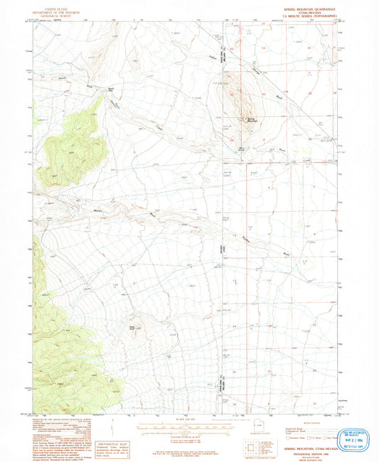 Classic USGS Spring Mountain Utah 7.5'x7.5' Topo Map Image
