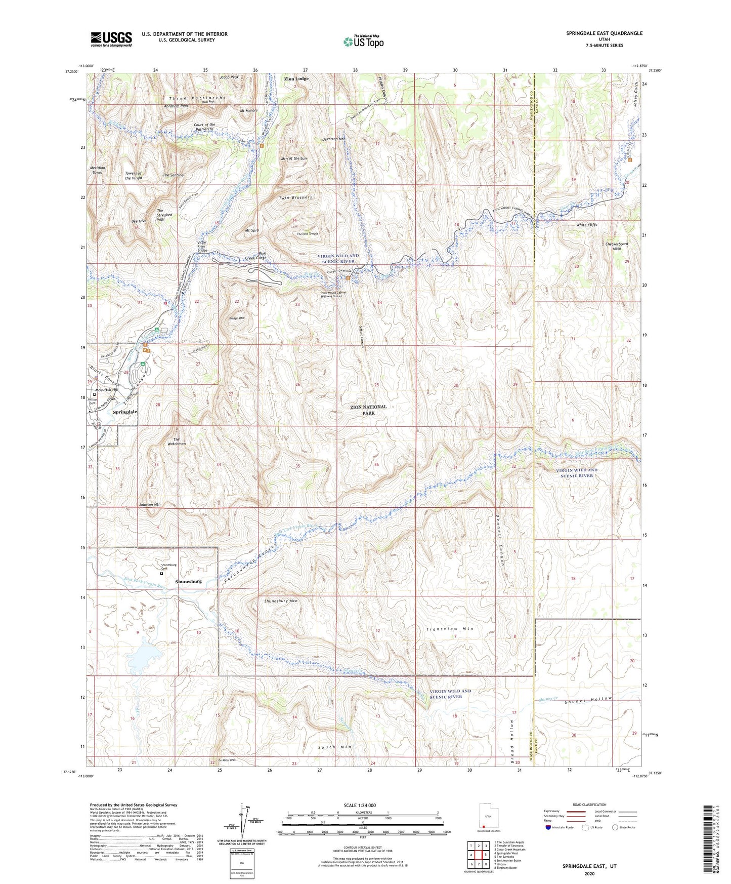 Springdale East Utah US Topo Map Image